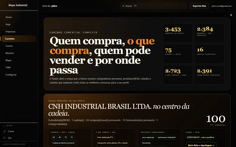 Caminho comercial no portal