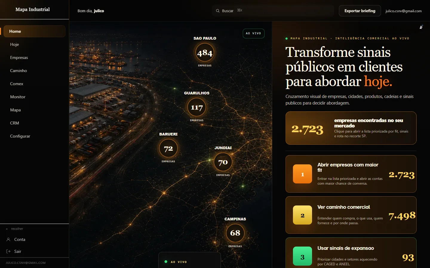 Portal Mapa Industrial com mapa, ranking e inteligência comercial